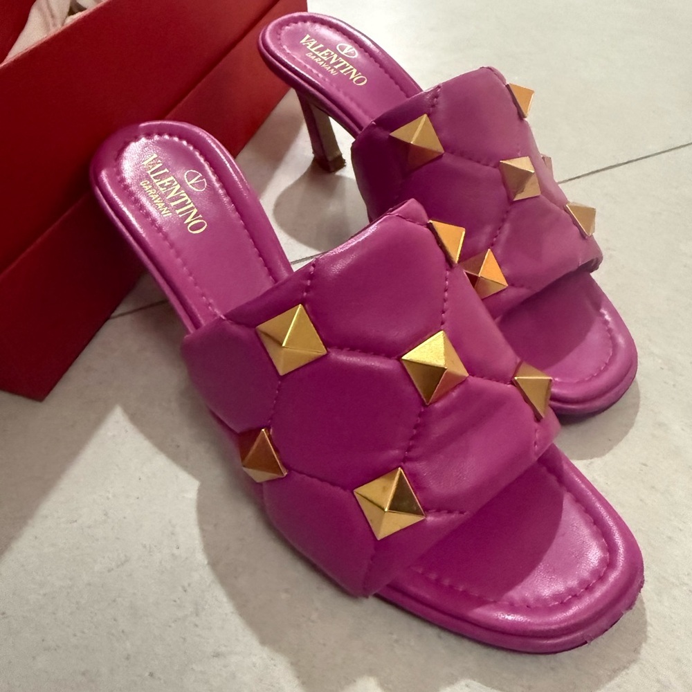 Valentino Garavani Pink Studded Leather Heels